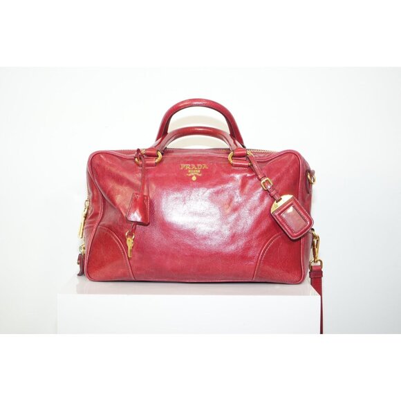 Prada Leather Calfskin Bauletto Handbag Shoulder Bag - Picture 1 of 9
